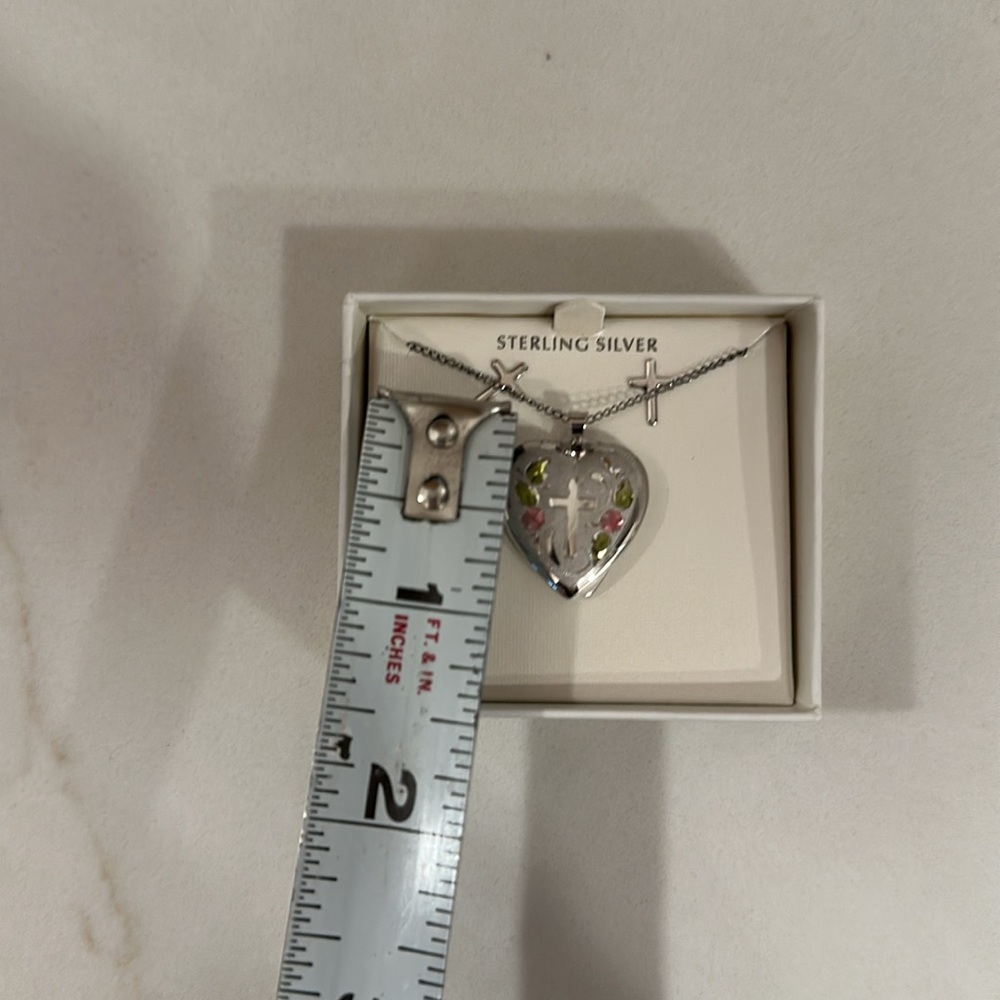 CROSS Heart Locket 18” Necklace & Cross Earrings Sterling Silver NWT - Picture 8 of 8